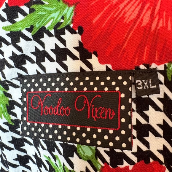 Voodoo Vixen Pin Up Girl Houndstooth Poppy Belted Fit & Flare Dress SZ‎ Plus 3X - Picture 11 of 14